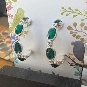 Elegant Silver and Green Earrings
